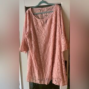 Dusty rose lace and lined knee length dress. 3/4 length sleeves. Worn once.